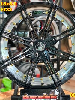 ล้อแม็กใหม่ Naya Loft ขอบ 18 4รู100 กว้าง8 ออฟ32 สีดำ มุดสีทอง สวยหรู ล้อแม็กคุณภาพดี