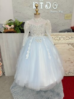 ชุดราตรีเด็ก ชุดเจ้าหญิง ชุดออกงานเด็ก(*หน้าร้านอยู่รัชดา*)W19244 สีฟ้า กระโปรงยาว แขนยาว