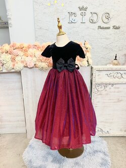 ชุดราตรีเด็ก(ร้านอยู่รัชดา ลองได้ถ่ายรูปจากชุดจริง)W18801สีบานเย็น เสื้อกำมะหยี่ กระโปรงยาวผ้าเงาวิ้งๆ ติดโบว์น่ารัก เรียบหรู