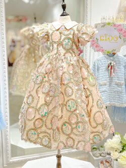 ชุดราตรีเด็ก(หน้าร้านอยู่รัชดา ลองได้ถ่ายรูปจากชุดจริง)W18434สีโอรส แบบเกร๋ๆค่า กระโปรงหน้ายาว