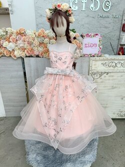 ชุดราตรีเด็ก(หน้าร้านอยู่รัชดา ลองได้ถ่ายรูปเองจากชุดจริง)W19187 สีโอรส กระโปรงยาว แขนสั้น เปิดไหล่ระบาย สวยหรู