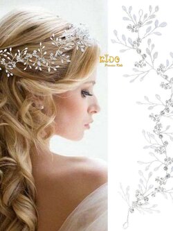 คาดผมเด็ก(หน้าร้านอยู่รัชดา)KF588เส้นคาดผม ประดับเพชร สีเงิน สวยหวานงานหรูมาก