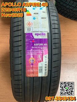 Apollo Aspire4G 225/40R18 ยางใหม่ปี2020 ยางสมรรถนะสูง คุณภาพดี