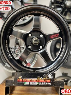 ล้อแม็กซ์ใหม่COSMIS XT005RR ขอบ15กว้าง8 4รู100 ออฟ25 สีดำCNC ข้างก้าน ตัวหนังสือก้านสีแดงCUSTOM