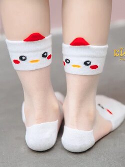 ถุงเท้าเด็ก(มีหน้าร้านอยู่รัชดา)SC623 สีขาวเนื้อซีทรู สลับผ้าทึบรูปยิ้มที่ปลายเท้า