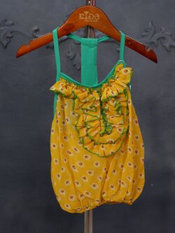 เสื้อเด็ก*มีหน้าร้าน ตรงปก พร้อมส่งZK03สายเดียว สีเหลือง ผ้าลายดอกไม้ อกระบาย เว้าหลัง น่ารักมาก