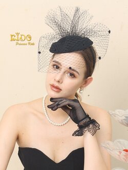 กิ๊บหมวกเด็ก(หน้าร้านอยู่รัชดา)KF598 กิ๊บหมวกเด็กสีดำตาข่ายประดับเพชร