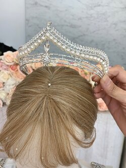 มงกุฎเด็ก(หน้าร้านอยู่รัชดา)KF566 สีเงิน มงกุฎมุกสไตล์เกาหลี น่ารักมาก