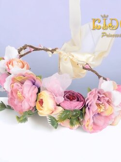 คาดผมเด็ก(หน้าร้านอยู่รัชดา)KF639เส้นคาดผมดอกไม้สีม่วง ตกแต่งด้วยดอกไม้ น่ารักๆ