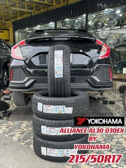 🛞❤️ #HONDA_CIVIC🚘เปลี่ยนยาง🛞🐘#ALLIANCE #030EX BY YOKOHAMA 215/50R17 Made in Japan