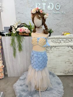 ชุดออกงานเด็ก(ร้านอยู่รัชดา ลองได้ถ่ายรูปจากชุดจริง)W18903สีฟ้าชุดนางเงือกทรงหางปลาปักเกร็ดปลา อกซีทรู สวยหวานค่ะ