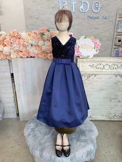 sชุดราตรีเด็ก(ร้านอยู่รัชดา ลองได้ถ่ายรูปจากชุดจริง)W19080 สีน้ำเงิน กระโปรงยาว เกร็ดวิ้ง