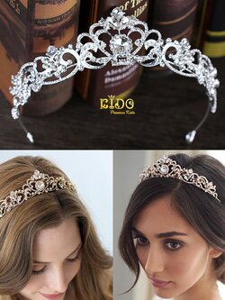 มงกุฎเด็ก(หน้าร้านอยู่รัชดา)KF683 สีเงิน มงกุฎเจ้าหญิง ลายโค้งหัวใจ สวยหรู