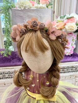 คาดผมเด็ก(หน้าร้านอยู่รัชดา)KF602เส้นคาดผมดอกไม้สีน้ำตาล ตกแต่งด้วยดอกไม้ น่ารักๆ