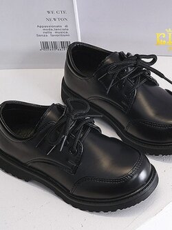 รองเท้าเด็กผู้ชาย(หน้าร้านอยู่รัชดา ลองได้)HM155 สีดำ หนังแก้ว ร้อยเชือก