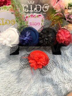 sคาดผมเด็ก(หน้าร้านอยู่รัชดา)KF674 หมวกคาดผมเด็กดอกไม้โบว์ผ้าตาข่ายลายจุด