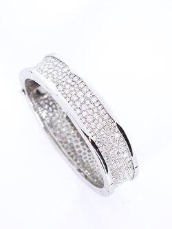 **Sold** กำไล Bvlgari B.zero1 large bangle bracelet with pavé diamonds on the spiral ทองขาว18K ref.347715 ไซส์Size Small (Used) +ใบเสร็จShopไทย2018