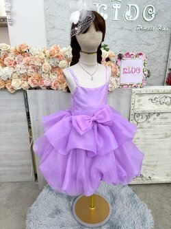 ชุดราตรีเด็ก(หน้าร้านอยู่รัชดา ลองได้ถ่ายรูปเองจากชุดจริง)W19164 สีม่วง กระโปรงสั้น สายเดี่ยว น่ารักๆ