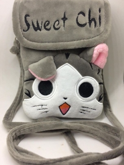 กระเป๋าคล้องคอแมวจี้มีซิปข้าง