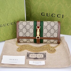 กระเป๋าสตางค์แบรนด์GUCCI GG Jackie 1961 Chain wallet ปี21 ของแท้ มือสอง