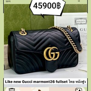 Gucci Marmont 26 Black GHW Full Set ช็อปไทย
