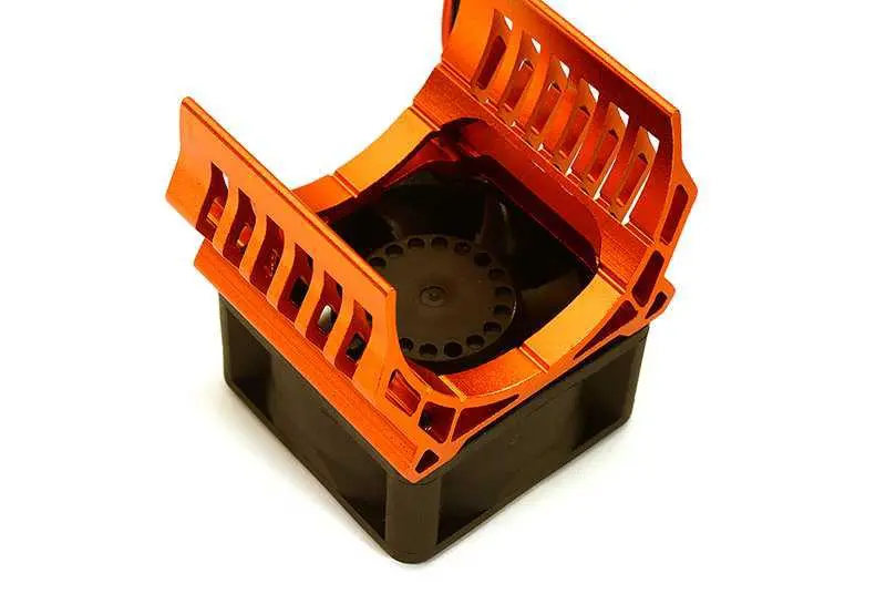 INT-C28604ORANGE 42mm Motor Heatsink+40x40mm Cooling Fan 17k rpm for 1/10 Summit & E-Revo